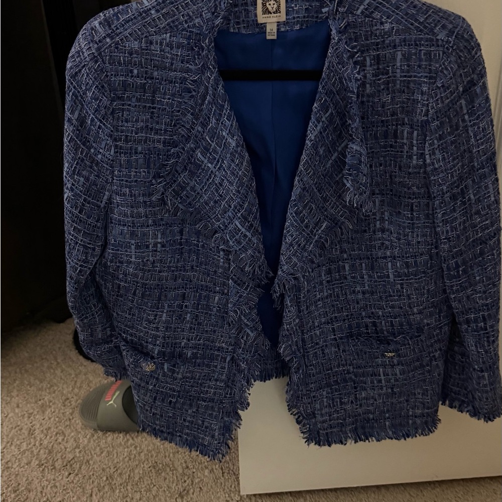 Anne Klein Navy Textured Blazer